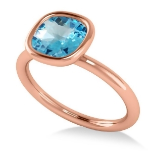 Cushion Cut Blue Topaz Solitaire Engagement Ring 14k Rose Gold 1.90ct - All
