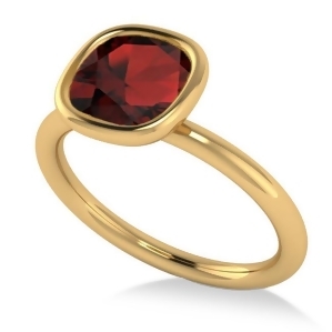 Cushion Cut Garnet Solitaire Engagement Ring 14k Yellow Gold 1.90ct - All