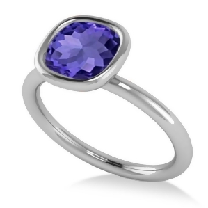 Cushion Cut Tanzanite Solitaire Engagement Ring 14k White Gold 1.90ct - All