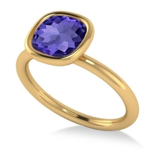 Cushion Cut Tanzanite Solitaire Engagement Ring 14k Yellow Gold 1.90ct - All