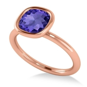 Cushion Cut Tanzanite Solitaire Engagement Ring 14k Rose Gold 1.90ct - All