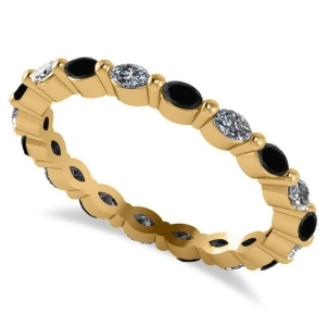 Black Diamond and Diamond Wedding Ring Band 14k Yellow Gold 0.74ct - All