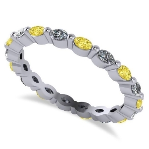 Yellow Diamond and Diamond Wedding Ring Band 14k White Gold 0.74ct - All