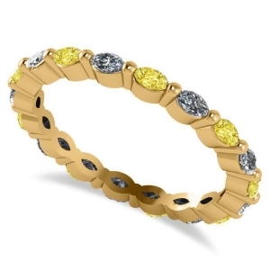 Yellow Diamond and Diamond Wedding Ring Band 14k Yellow Gold 0.74ct - All
