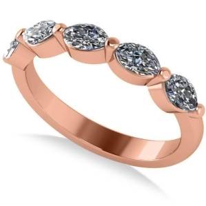 Five Stone Marquise Diamond Ring Wedding Band 14k Rose Gold 1.00ct - All