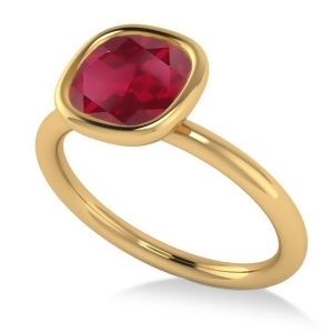 Cushion Cut Ruby Solitaire Engagement Ring 14k Yellow Gold 1.90ct - All