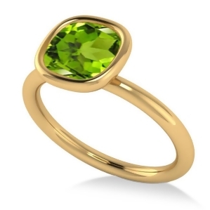 Cushion Cut Peridot Solitaire Engagement Ring 14k Yellow Gold 1.90ct - All