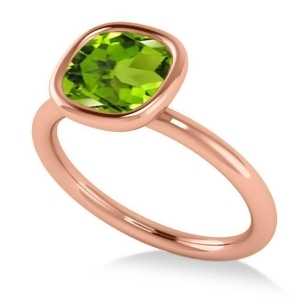 Cushion Cut Peridot Solitaire Engagement Ring 14k Rose Gold 1.90ct - All