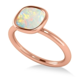 Cushion Cut Opal Solitaire Engagement Ring 14k Rose Gold 1.90ct - All
