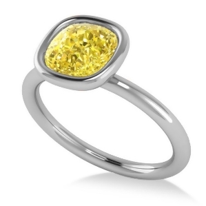 Cushion Cut Yellow Diamond Solitaire Engagement Ring 14k White Gold 1.40ct - All