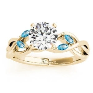 Blue Topaz Marquise Vine Leaf Engagement Ring 14k Yellow Gold 0.20ct - All