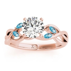 Blue Topaz Marquise Vine Leaf Engagement Ring 14k Rose Gold 0.20ct - All