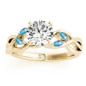 Blue Topaz Marquise Vine Leaf Engagement Ring 18k Yellow Gold 0.20ct - All