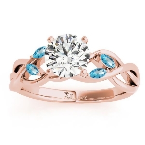 Blue Topaz Marquise Vine Leaf Engagement Ring 18k Rose Gold 0.20ct - All