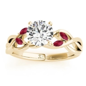 Ruby Marquise Vine Leaf Engagement Ring 14k Yellow Gold 0.20ct - All