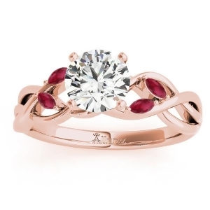Ruby Marquise Vine Leaf Engagement Ring 14k Rose Gold 0.20ct - All