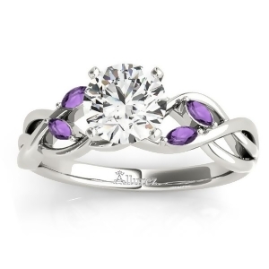 Amethyst Marquise Vine Leaf Engagement Ring 14k White Gold 0.20ct - All