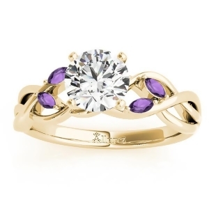 Amethyst Marquise Vine Leaf Engagement Ring 14k Yellow Gold 0.20ct - All