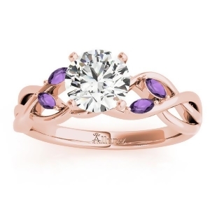 Amethyst Marquise Vine Leaf Engagement Ring 18k Rose Gold 0.20ct - All