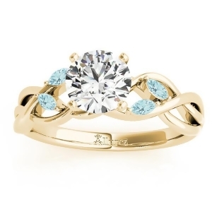 Aquamarine Marquise Vine Leaf Engagement Ring 14k Yellow Gold 0.20ct - All