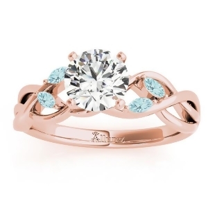 Aquamarine Marquise Vine Leaf Engagement Ring 18k Rose Gold 0.20ct - All