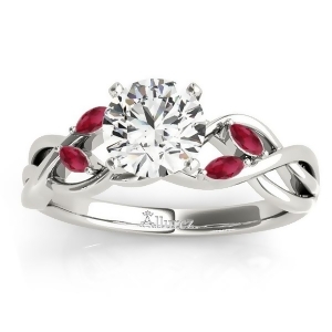 Ruby Marquise Vine Leaf Engagement Ring Platinum 0.20ct - All