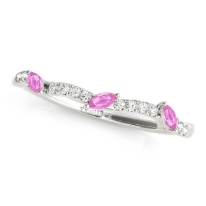 Marquise Pink Sapphire and Diamond Wedding Band 14k White Gold 0.23ct - All