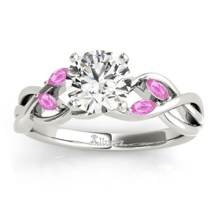 Pink Sapphire Marquise Vine Leaf Engagement Ring 14k White Gold 0.20ct - All