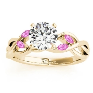 Pink Sapphire Marquise Vine Leaf Engagement Ring 14k Yellow Gold 0.20ct - All