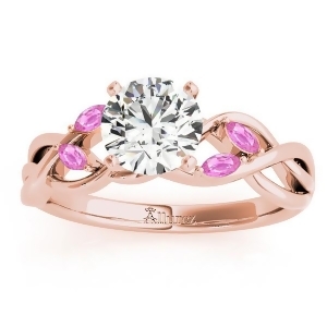 Pink Sapphire Marquise Vine Leaf Engagement Ring 14k Rose Gold 0.20ct - All