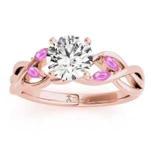 Pink Sapphire Marquise Vine Leaf Engagement Ring 18k Rose Gold 0.20ct - All