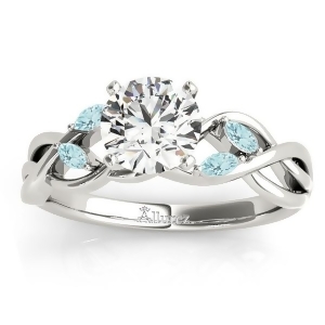 Aquamarine Marquise Vine Leaf Engagement Ring Platinum 0.20ct - All