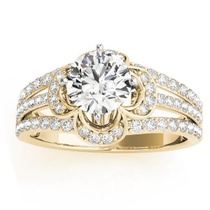 Diamond Three Row Clover Engagement Ring 14k Yellow Gold 0.58ct - All
