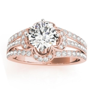 Diamond Three Row Clover Engagement Ring 14k Rose Gold 0.58ct - All