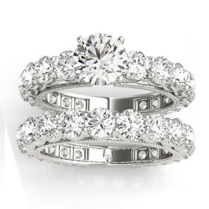 Luxury Diamond Eternity Bridal Ring Set Palladium 4.57ct - All