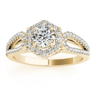 Diamond Shaped Halo Diamond Engagement Ring 14k Yellow Gold 0.37ct - All