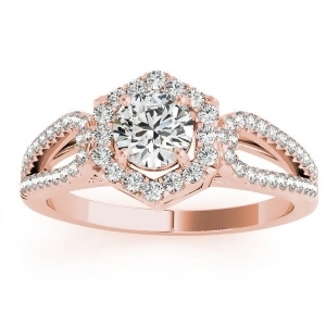 Diamond Shaped Halo Diamond Engagement Ring 18k Rose Gold 0.37ct - All