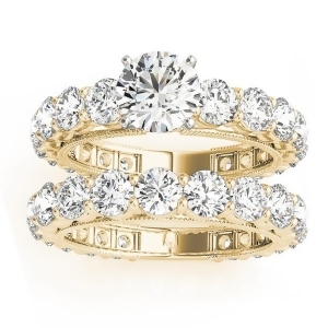 Luxury Diamond Eternity Bridal Ring Set 14k Yellow Gold 4.57ct - All