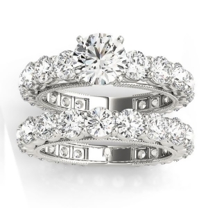 Luxury Diamond Eternity Bridal Ring Set 18k White Gold 4.57ct - All