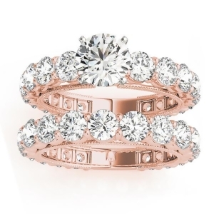 Luxury Diamond Eternity Bridal Ring Set 18k Rose Gold 4.57ct - All