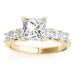 Diamond Princess Cut Engagement Ring 14k Yellow Gold 0.60ct - All