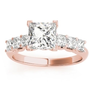 Diamond Princess Cut Engagement Ring 14k Rose Gold 0.60ct - All