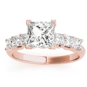 Diamond Princess Cut Engagement Ring 14k Rose Gold 0.60ct - All
