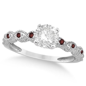 Vintage Diamond and Garnet Engagement Ring Palladium 0.50ct - All