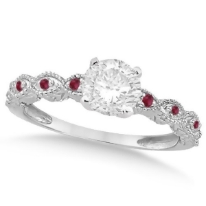 Vintage Diamond and Ruby Engagement Ring Platinum 1.50ct - All