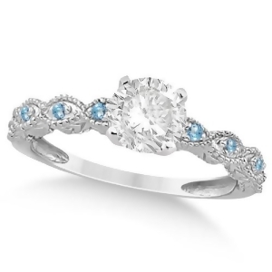 Vintage Diamond and Blue Topaz Engagement Ring Palladium 0.50ct - All