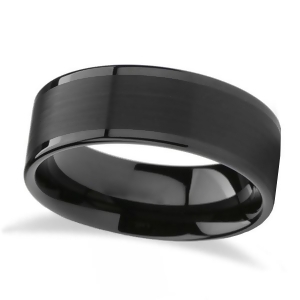 Brushed Center and Polished Edges Black Tungsten Wedding Band 7mm - All
