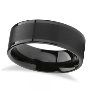 Brushed Center and Polished Edges Black Tungsten Wedding Band 6mm - All