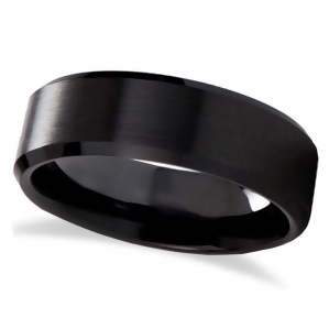 Brushed Center and Beveled Edge Black Tungsten Wedding Band 7mm - All