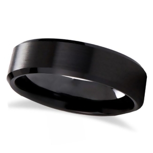 Brushed Center and Beveled Edge Black Tungsten Wedding Band 6mm - All